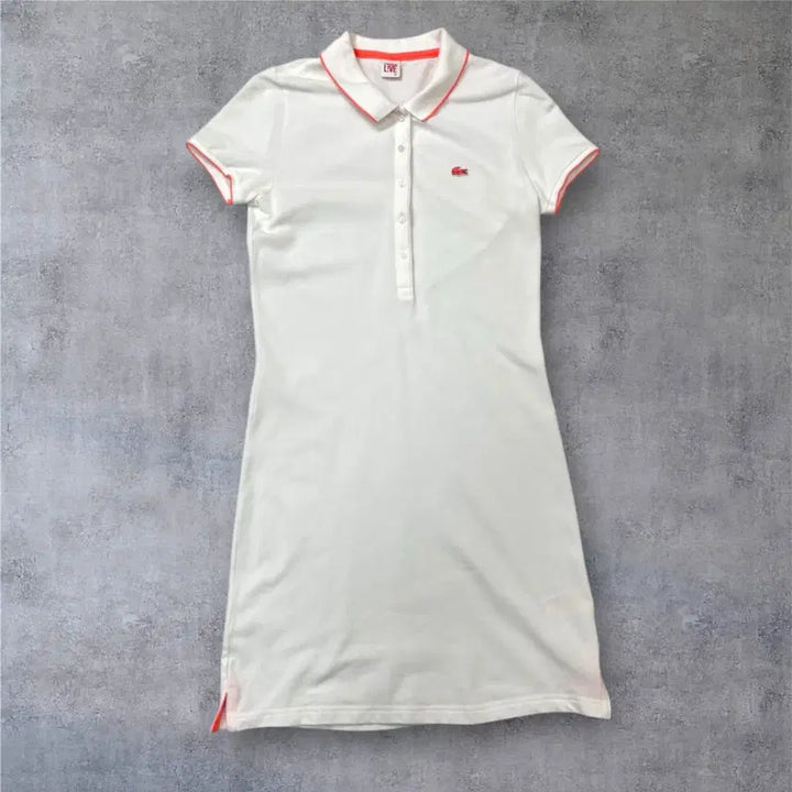 [SOLD OUT] 라코스테 Lacoste L!VE 화이트 피케 카라 슬림핏 원피스 XS