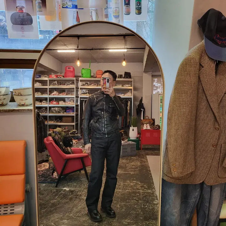 [BUNJANG] Leather Biker Jacket (Size 100) / 레더 바이커 자켓 (100) *전면부 지퍼 체결 잘 안됨*