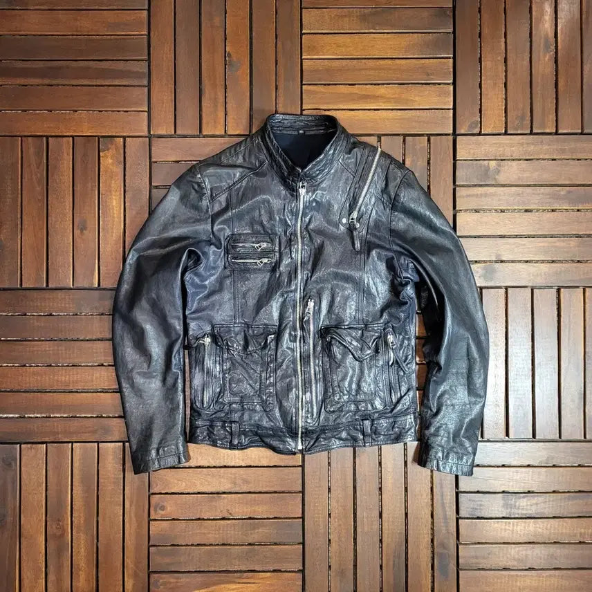 [BUNJANG] Leather Biker Jacket (Size 100) / 레더 바이커 자켓 (100) *전면부 지퍼 체결 잘 안됨*