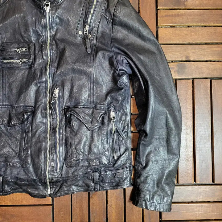 [BUNJANG] Leather Biker Jacket (Size 100) / 레더 바이커 자켓 (100) *전면부 지퍼 체결 잘 안됨*