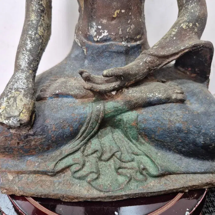 [BUNJANG] Old Painted Seated Shakyamuni Buddha Statue / 아주 오랜세월된 채색불  철석가모니 불상 20년소장품