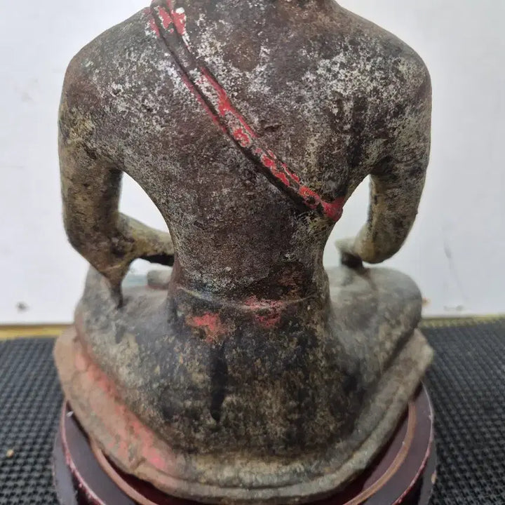 [BUNJANG] Old Painted Seated Shakyamuni Buddha Statue / 아주 오랜세월된 채색불  철석가모니 불상 20년소장품