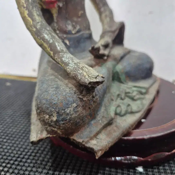 [BUNJANG] Old Painted Seated Shakyamuni Buddha Statue / 아주 오랜세월된 채색불  철석가모니 불상 20년소장품