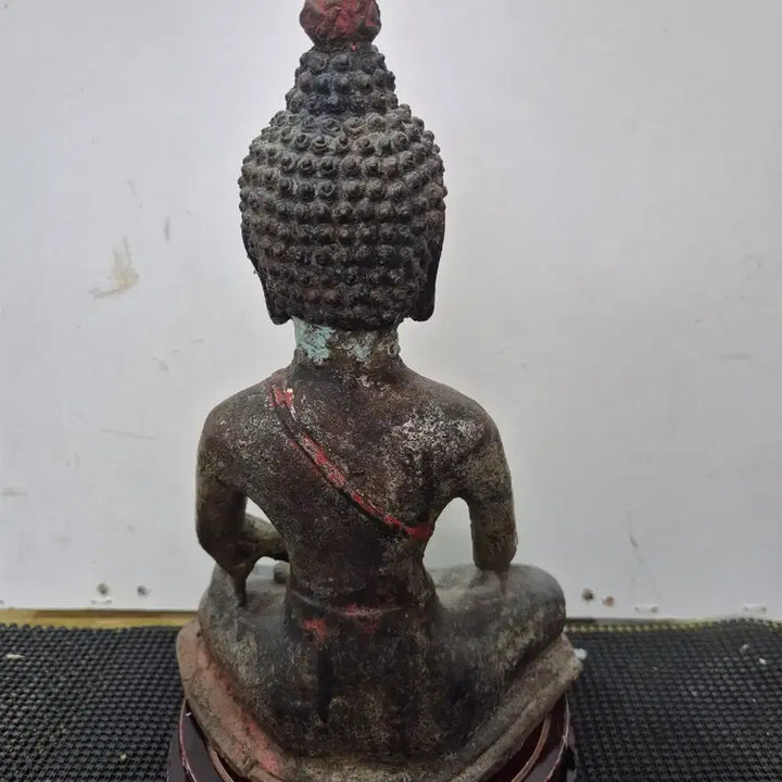 [BUNJANG] Old Painted Seated Shakyamuni Buddha Statue / 아주 오랜세월된 채색불  철석가모니 불상 20년소장품