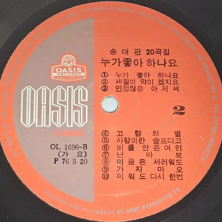 [BUNJANG] Song Dae-kwan 20 Songs Collection LP / LP 송대관 20곡집 - 부탁 / 누가좋아하나요