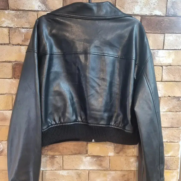 [BUNJANG] 8 Seconds Black Cropped Leather Jacket / 8세컨즈 블랙 크롭 레더 자켓