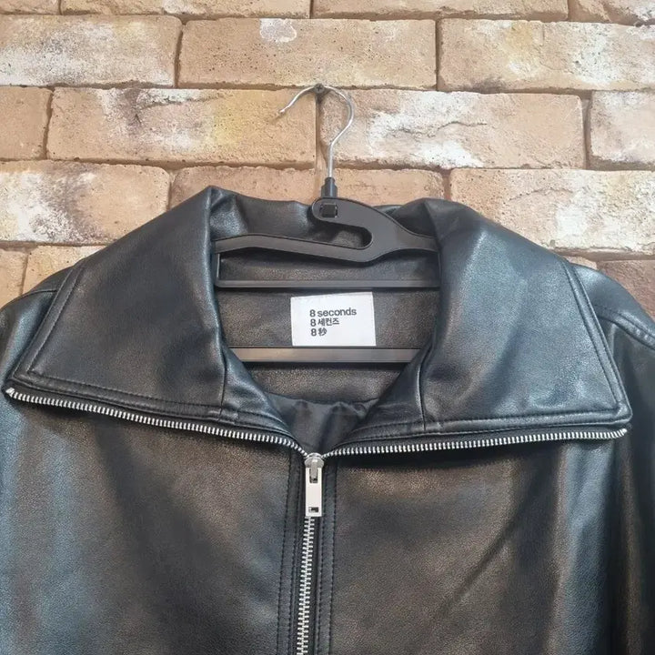[BUNJANG] 8 Seconds Black Cropped Leather Jacket / 8세컨즈 블랙 크롭 레더 자켓