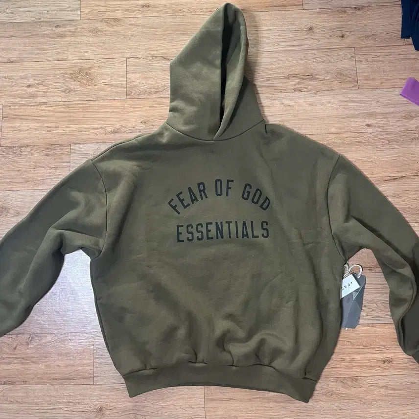[BUNJANG] Essential Fleece Hoodie Olive XS / 에센셜 플리스 후드 올리브 - 24FW