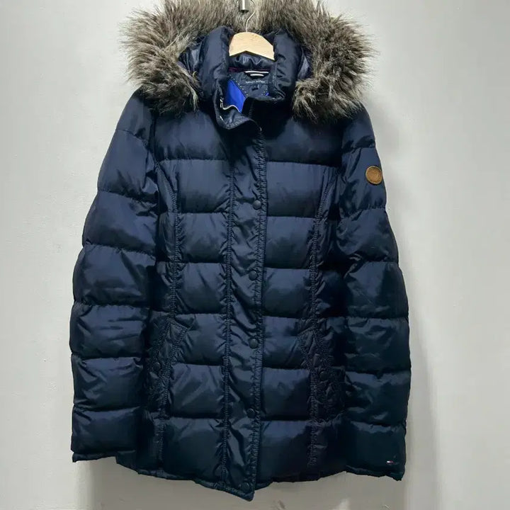 [BUNJANG] Tommy Hilfiger Navy Hooded Fur Padded Jacket (S) / 타미힐피거 네이비 후드 퍼 패딩 s