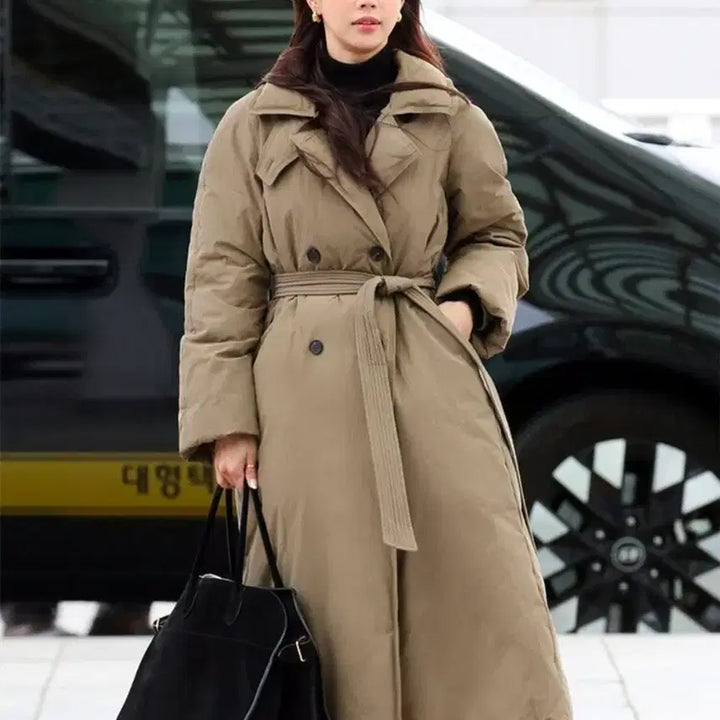 [BUNJANG] On&amp;On Trench Long Goose Down Jacket (Black 55) / [온앤온] 트렌치 롱 구스다운 (블랙 55)
