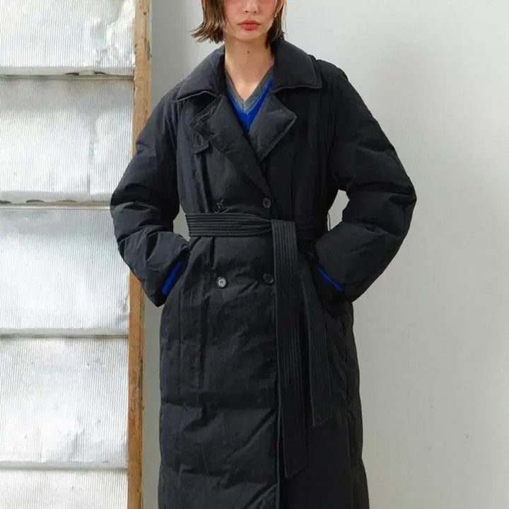[BUNJANG] On&amp;On Trench Long Goose Down Jacket (Black 55) / [온앤온] 트렌치 롱 구스다운 (블랙 55)