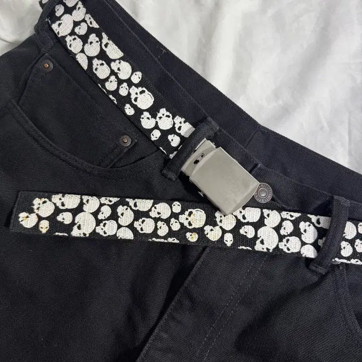 [BUNJANG] Vintage Skull Canvas Belt / 빈티지 스컬 캔버스 벨트