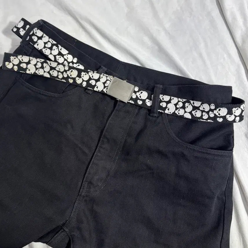 [BUNJANG] Vintage Skull Canvas Belt / 빈티지 스컬 캔버스 벨트