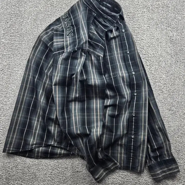 [BUNJANG] Harley-Davidson Tartan Check Pattern Pocket Biker Shirt (XL) / 할리데이비슨 타탄 체크 패턴 포켓 바이커 셔츠 ( XL ) / 11477