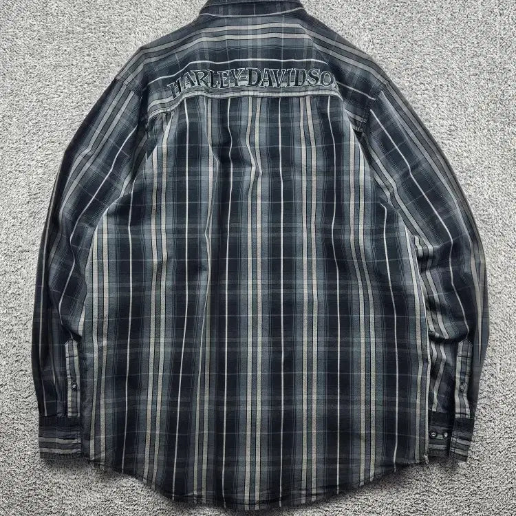 [BUNJANG] Harley-Davidson Tartan Check Pattern Pocket Biker Shirt (XL) / 할리데이비슨 타탄 체크 패턴 포켓 바이커 셔츠 ( XL ) / 11477