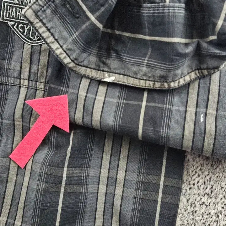 [BUNJANG] Harley-Davidson Tartan Check Pattern Pocket Biker Shirt (XL) / 할리데이비슨 타탄 체크 패턴 포켓 바이커 셔츠 ( XL ) / 11477
