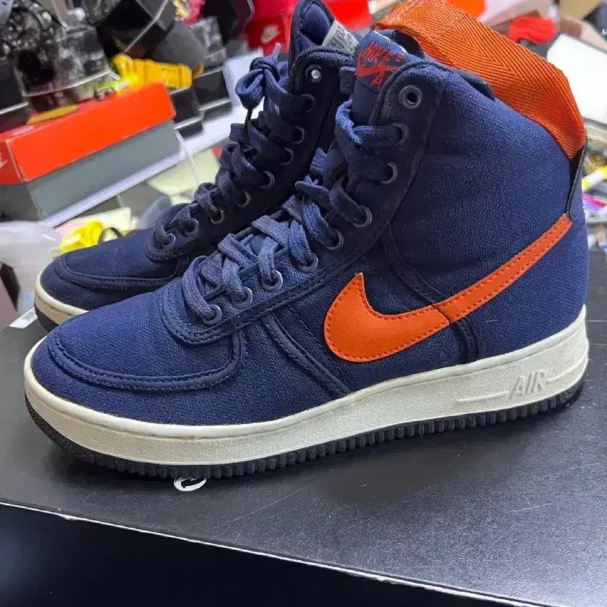 [BUNJANG] Nike Air Force 1 High CVS Navy/Orange Sneakers / 나이키 에어포스1 하이 cvs 270 곤/주 닉스