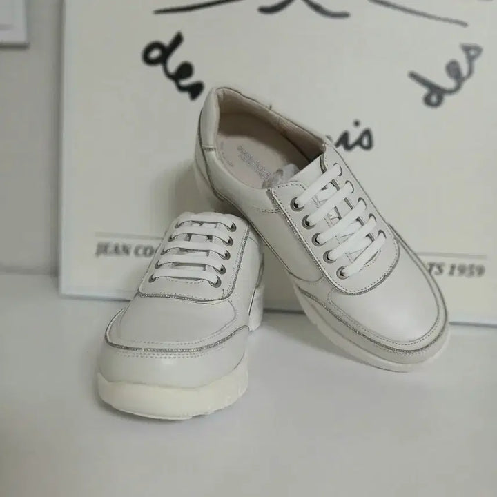 [BUNJANG] Hush Puppies Leather Sneakers / 허시파피 비즈 트리밍 가죽 스니커즈 새것230