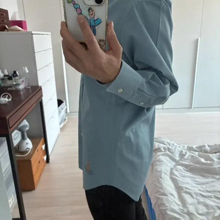 [BUNJANG] Vivienne Westwood Blue Embroidered Shirt (Size 46) / (민트급) Vivienne Westwood 블루 자수 셔츠 46사이즈