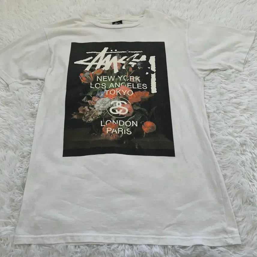 [BUNJANG] Stussy Flower Pattern Short Sleeve T-shirt / 스투시 플라워 반팔 941 y2k 스트릿 갸루 펑키 일본빈티지 fabri