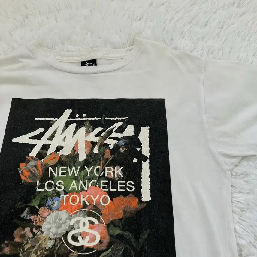 [BUNJANG] Stussy Flower Pattern Short Sleeve T-shirt / 스투시 플라워 반팔 941 y2k 스트릿 갸루 펑키 일본빈티지 fabri