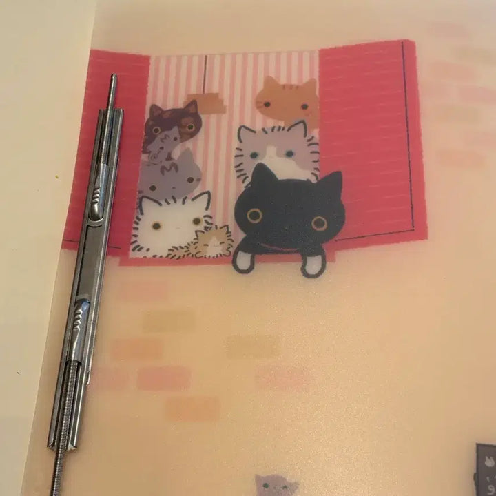 [BUNJANG] San-X Kutsushita Nyanko Double Lever File (Apricot) / 고전문구 산엑스 쿠츠시타냥코 양말고양이 더블 레버 파일 (살구)