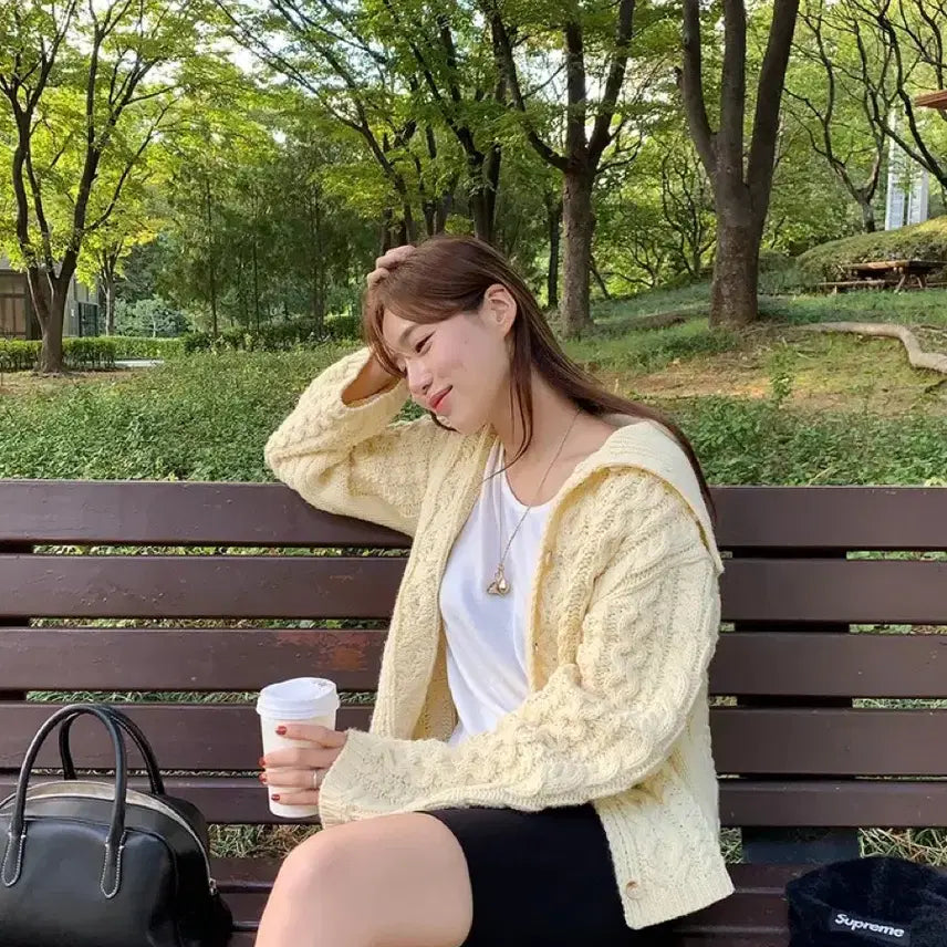 [BUNJANG] OneLog High Neck Button Cardigan / [새상품]원로그 하이넥 버튼 가디건