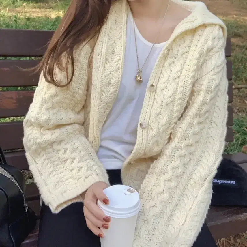 [BUNJANG] OneLog High Neck Button Cardigan / [새상품]원로그 하이넥 버튼 가디건