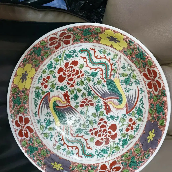 [BUNJANG] Qing Dynasty Kangxi Period Five-Color Phoenix Porcelain Plate / 청.강희제기물/오채봉황문.대반