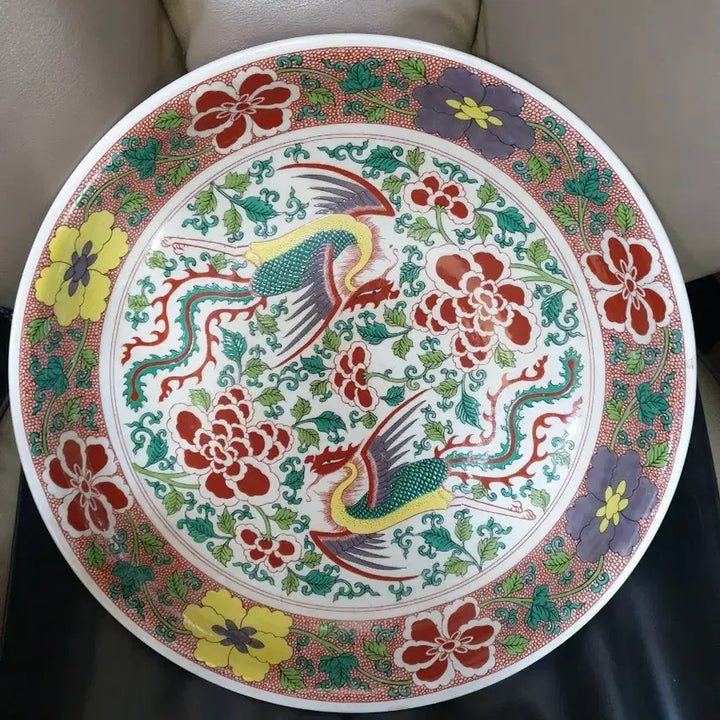 [BUNJANG] Qing Dynasty Kangxi Period Five-Color Phoenix Porcelain Plate / 청.강희제기물/오채봉황문.대반