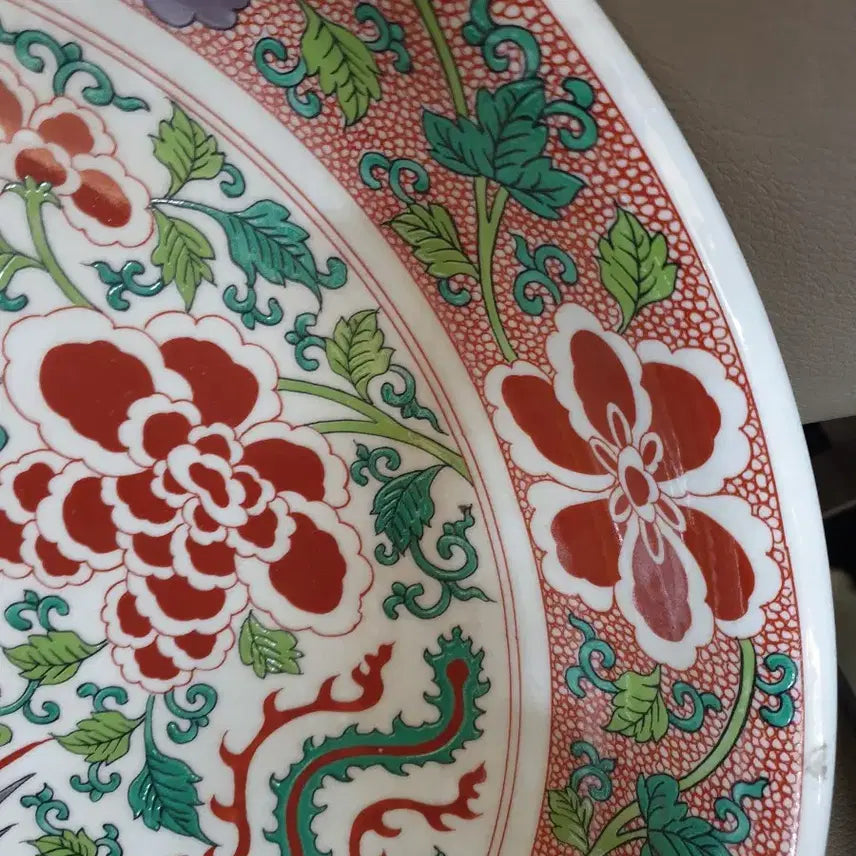 [BUNJANG] Qing Dynasty Kangxi Period Five-Color Phoenix Porcelain Plate / 청.강희제기물/오채봉황문.대반