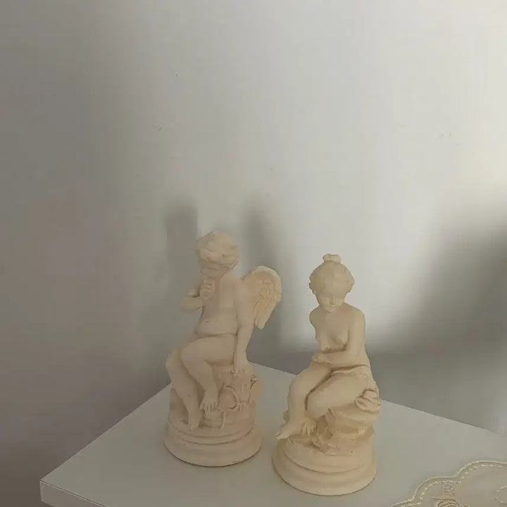 [BUNJANG] Vintage Angel &amp; Girl Sculpture Set / 빈티지 엔젤 &amp; 소녀 조각상 세트 오브제