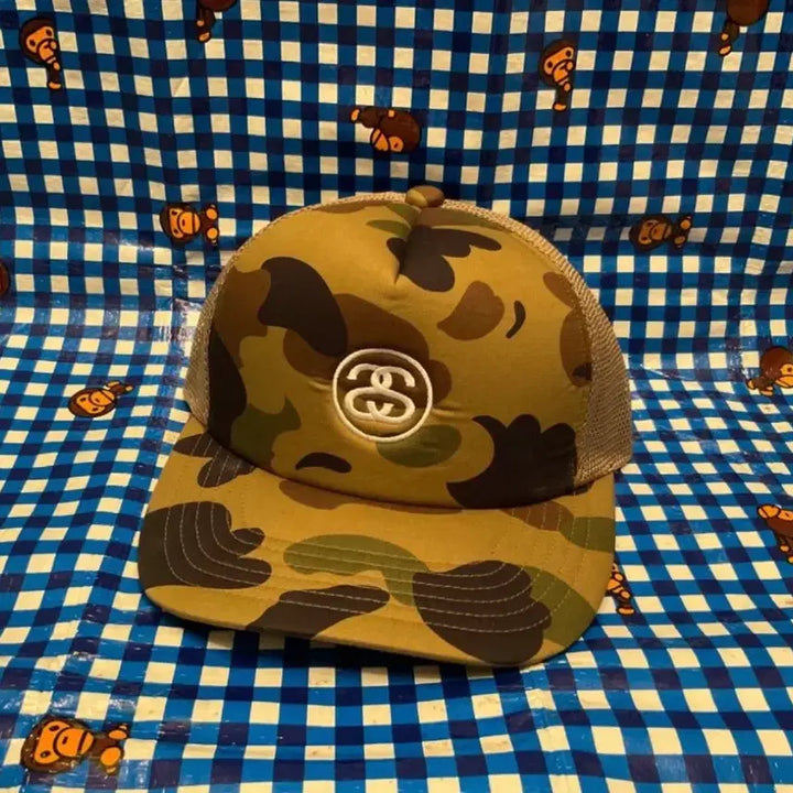 [BUNJANG] Stussy x BAPE 30th Anniversary Camo Mesh Cap / 스투시x베이프 30주년 카모 메쉬캡 트러커