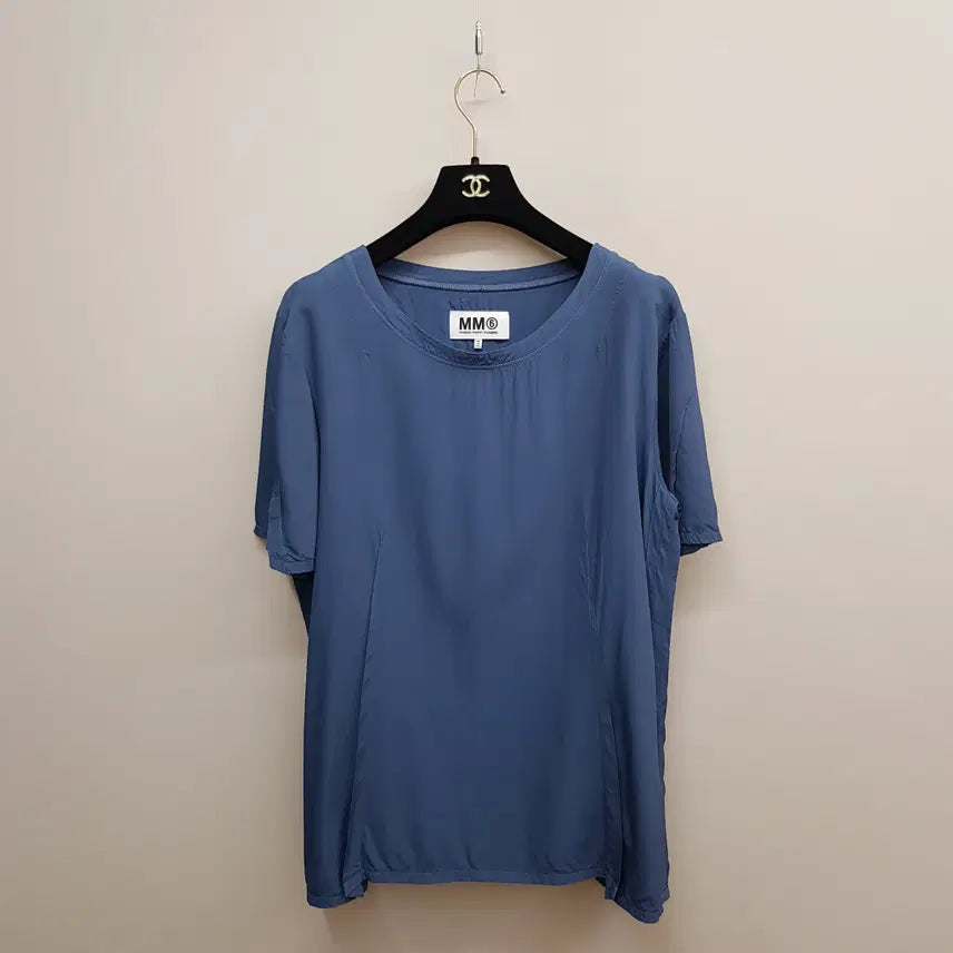 [BUNJANG] MM6 Maison Margiela Silk Blouse / MM6 메종 마르지엘라 블루 라운드넥 실크 블라우스 IT 44사이즈