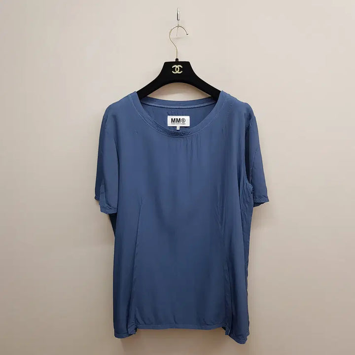 [BUNJANG] MM6 Maison Margiela Silk Blouse / MM6 메종 마르지엘라 블루 라운드넥 실크 블라우스 IT 44사이즈