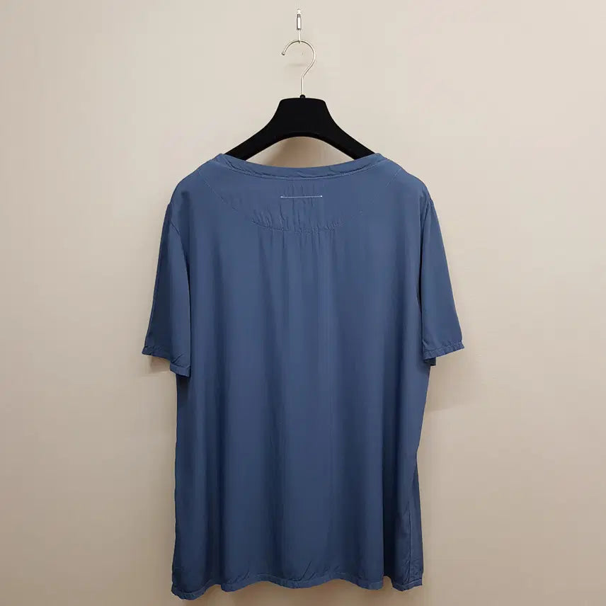 [BUNJANG] MM6 Maison Margiela Silk Blouse / MM6 메종 마르지엘라 블루 라운드넥 실크 블라우스 IT 44사이즈