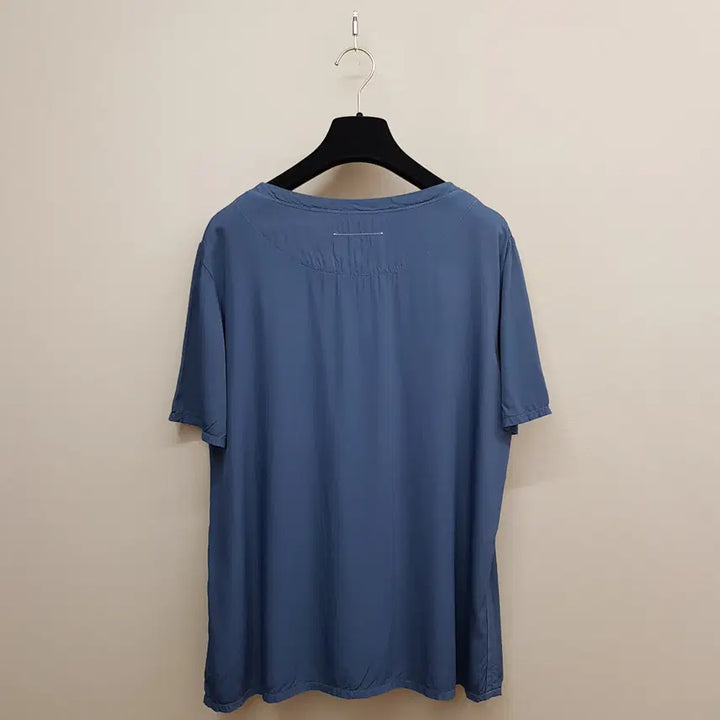 [BUNJANG] MM6 Maison Margiela Silk Blouse / MM6 메종 마르지엘라 블루 라운드넥 실크 블라우스 IT 44사이즈