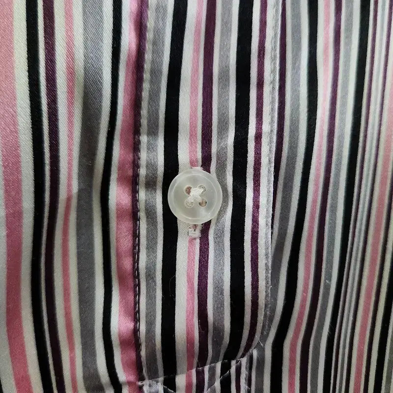 [BUNJANG] Vintage Y2K Pink Purple Striped Satin Shirt / 빈티지 Y2K 펑크 핑크퍼플 새틴 스트라이프 셔츠