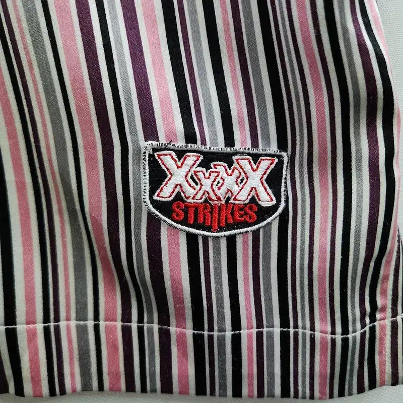 [BUNJANG] Vintage Y2K Pink Purple Striped Satin Shirt / 빈티지 Y2K 펑크 핑크퍼플 새틴 스트라이프 셔츠