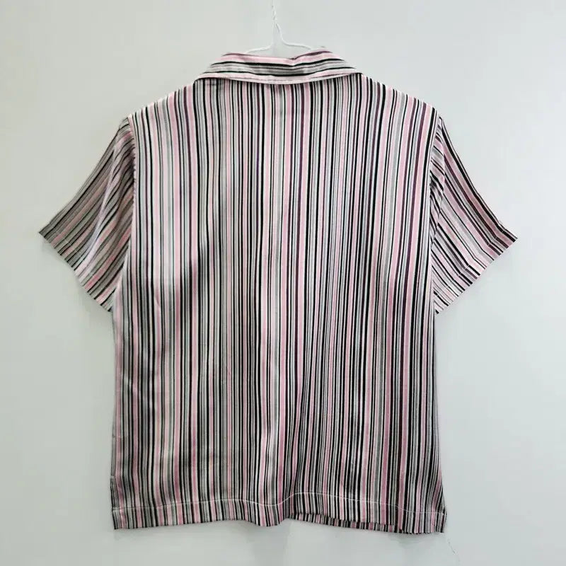 [BUNJANG] Vintage Y2K Pink Purple Striped Satin Shirt / 빈티지 Y2K 펑크 핑크퍼플 새틴 스트라이프 셔츠