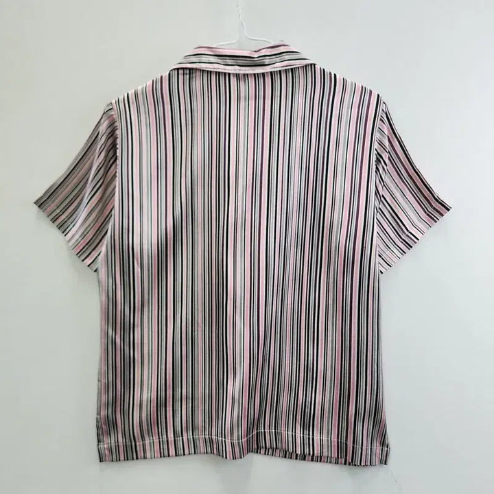 [BUNJANG] Vintage Y2K Pink Purple Striped Satin Shirt / 빈티지 Y2K 펑크 핑크퍼플 새틴 스트라이프 셔츠