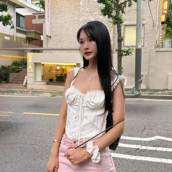 [BUNJANG] Imported Summer White Lace Bustier Top / 원래가격 10만원대 수입의류 고급 여름 옷 나시 뷔스티에