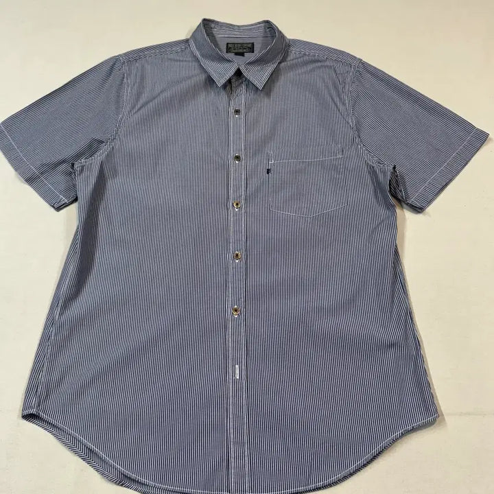 [BUNJANG] Polo Jeans Stripe One-Pocket Short Sleeve Shirt / L) 폴로 진스 스트라이프 원포켓 반팔 셔츠
