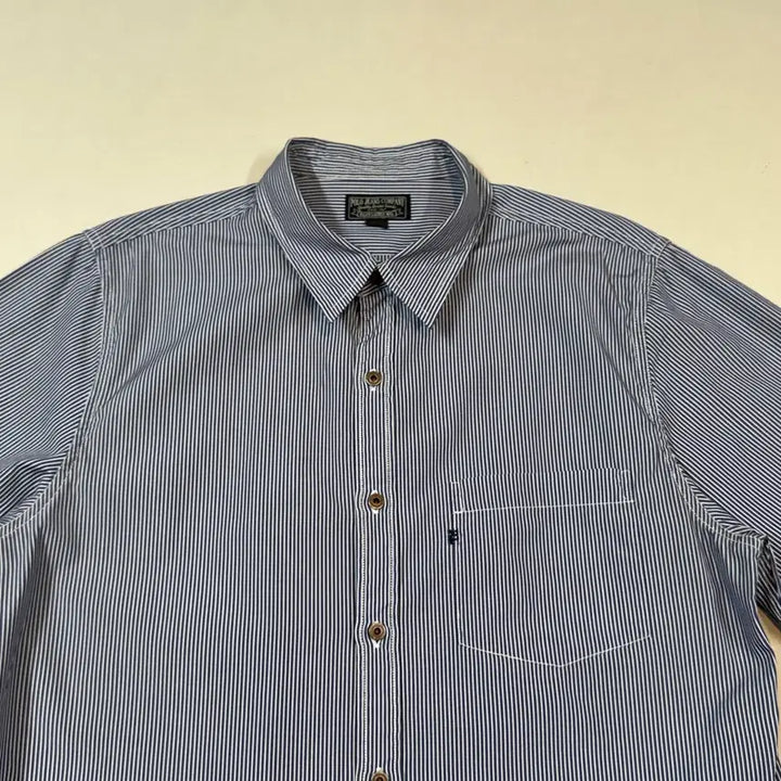 [BUNJANG] Polo Jeans Stripe One-Pocket Short Sleeve Shirt / L) 폴로 진스 스트라이프 원포켓 반팔 셔츠