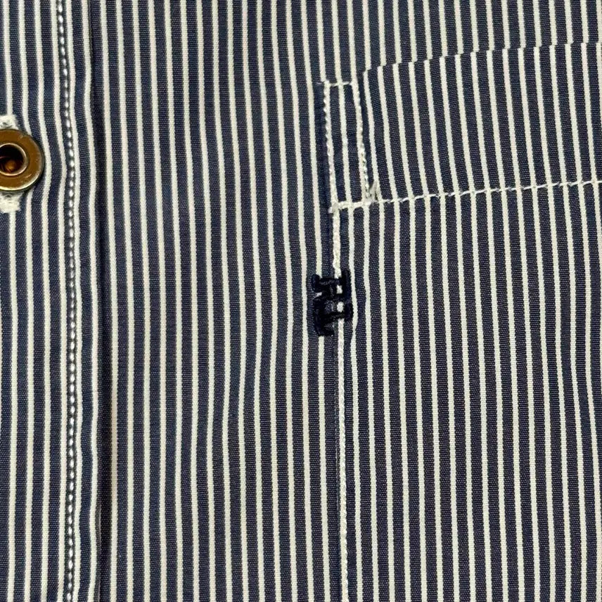 [BUNJANG] Polo Jeans Stripe One-Pocket Short Sleeve Shirt / L) 폴로 진스 스트라이프 원포켓 반팔 셔츠