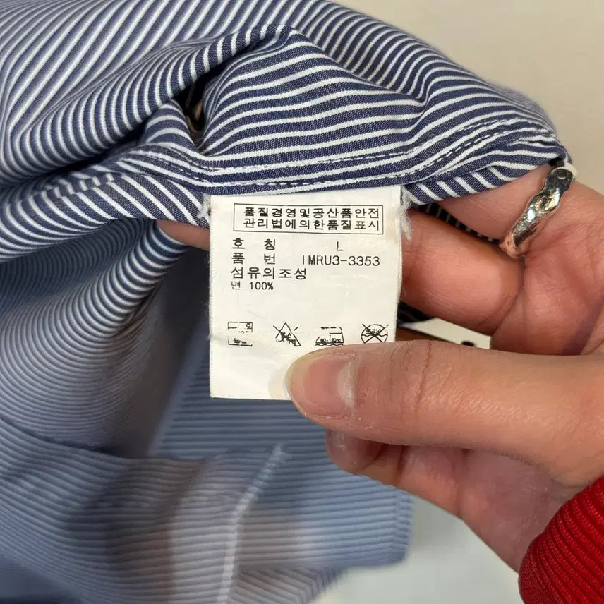 [BUNJANG] Polo Jeans Stripe One-Pocket Short Sleeve Shirt / L) 폴로 진스 스트라이프 원포켓 반팔 셔츠