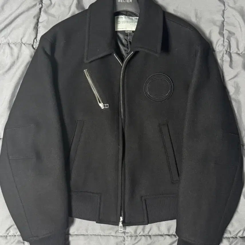 [BUNJANG] Vellie Contour Melton Stadium Jacket Black / 벨리에 컨투어 멜톤 스타디움 자켓 블랙