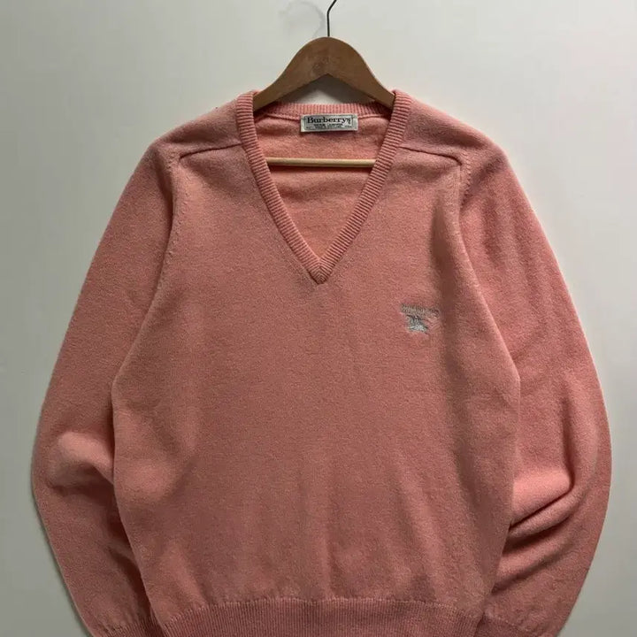 [BUNJANG] Burberry Light Pink Lambswool V-Neck Knit Sweater / Burberry 버버리 연핑크 램스울 브이넥 니트