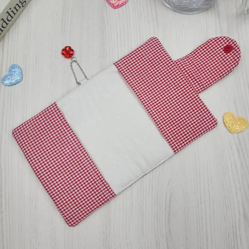 [BUNJANG] Handmade Strawberry Kitty Heart Quilted A6 Diary Cover / [핸드메이드] 딸기키티 하트누빔 다이어리 커버 A6