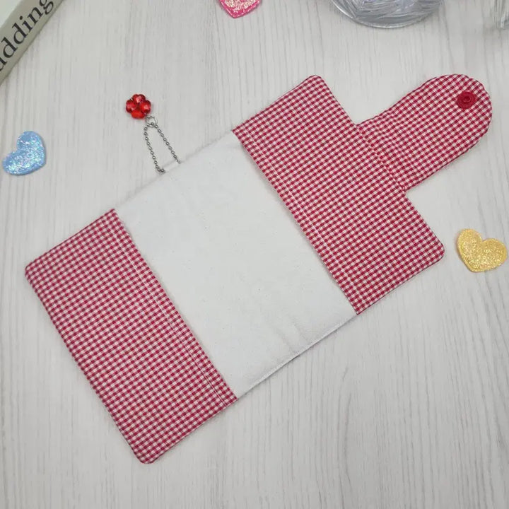 [BUNJANG] Handmade Strawberry Kitty Heart Quilted A6 Diary Cover / [핸드메이드] 딸기키티 하트누빔 다이어리 커버 A6